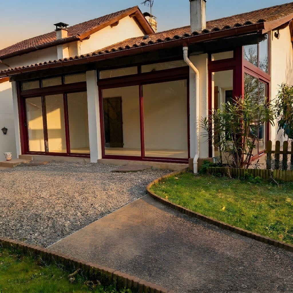 Baie vitrée maison basque
